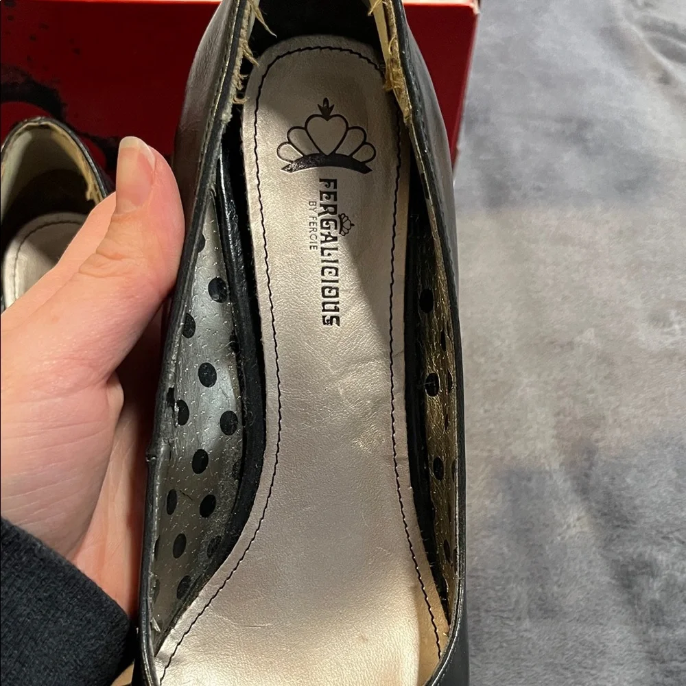 Fergalicious Black Polka-Dot Cutout Round-Toe Pumps - Picture 7 of 9